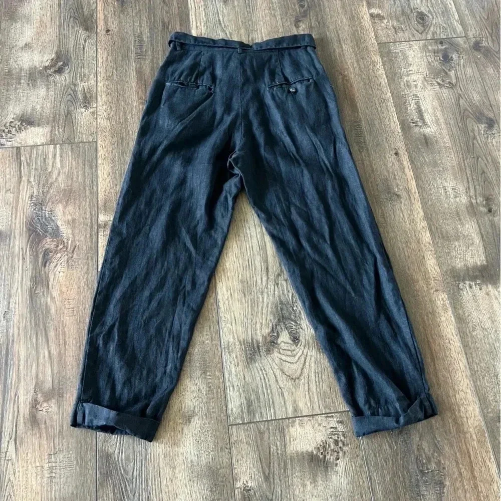 Reformation Pants Foldover Waistband Pleated Cuffed Hem Pockets Size 4 Black